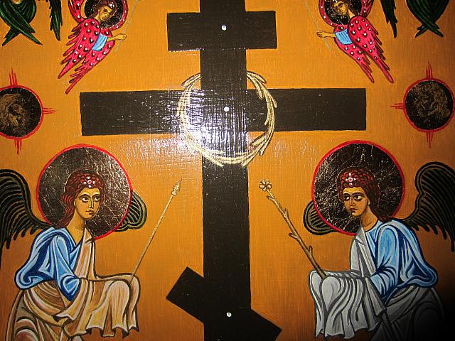 Adoración de la Cruz . Detalle